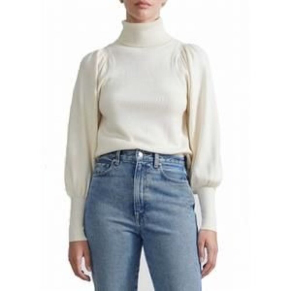 APIECE APART Dewi Turtleneck in Cream Ivory Off White Wool Silk Blend Large